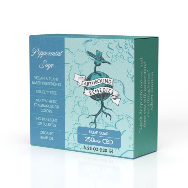 Peppermint Sage Moisturizing Antioxidant Hemp Soap with 250mg of CBD (4.25 oz)