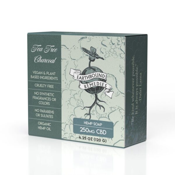 Tea Tree Charcoal Moisturizing Antioxidant Hemp Soap with 250mg of CBD (4.25 oz)